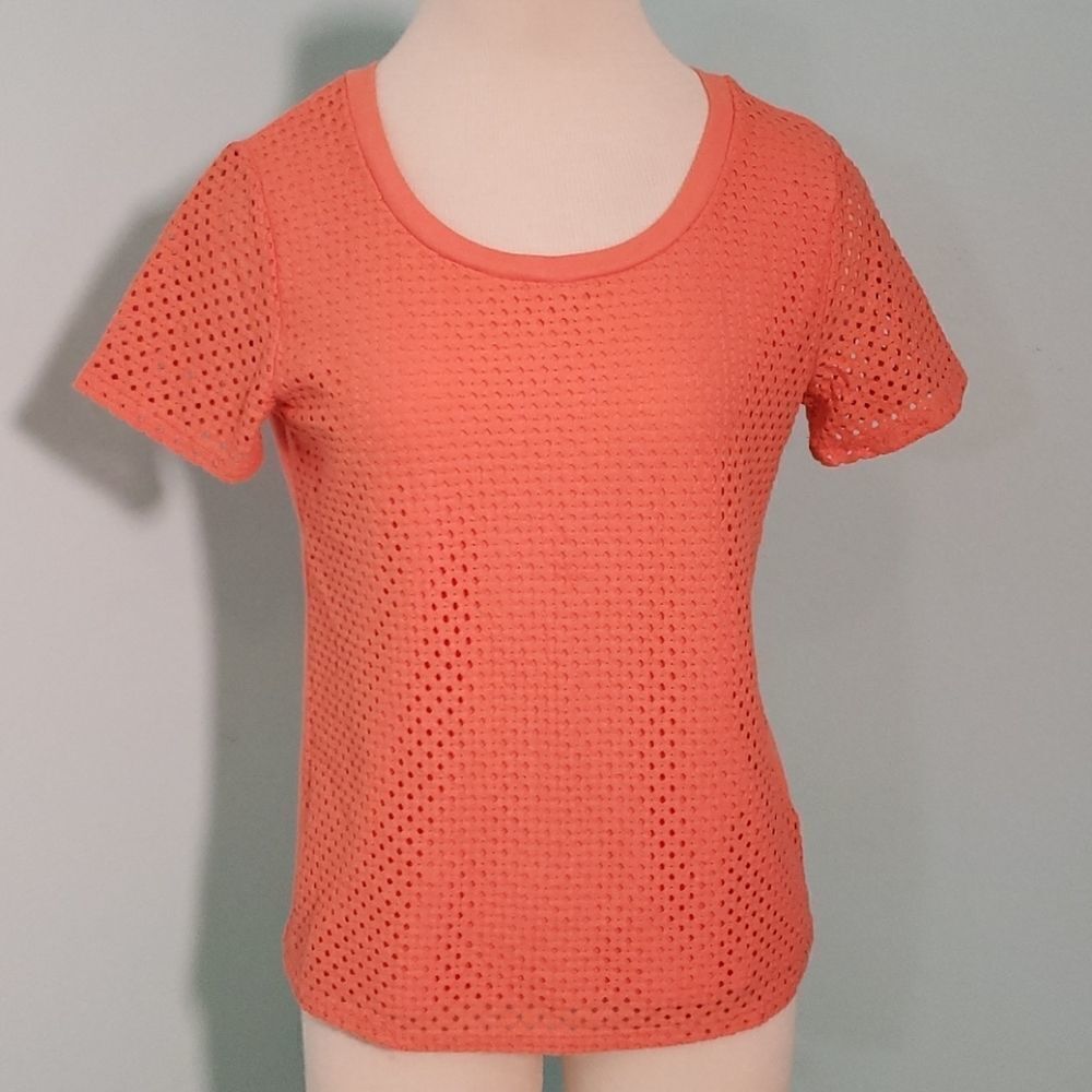 Rafaella,‎ small, net over tee. Great coral color. Excellent top.